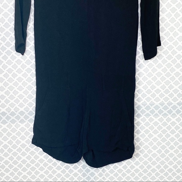 NWT Monrow Crepe Zip Up Romper in Black - Picture 7 of 13